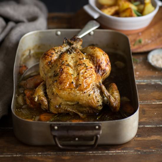 roast chicken with stout & rosemary