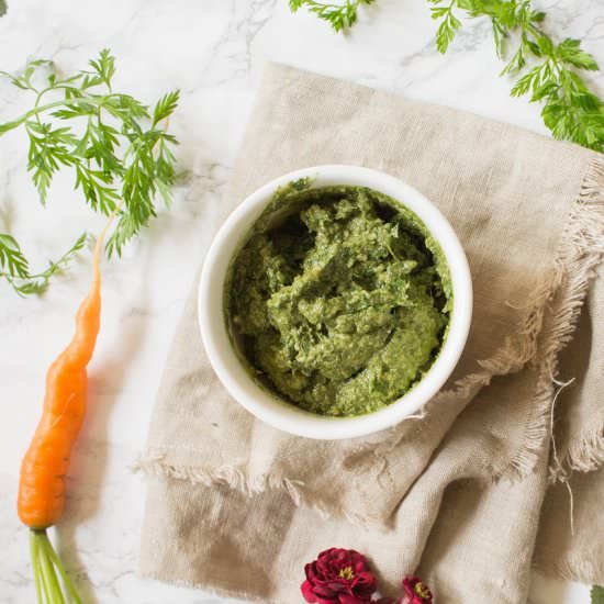 5 Minute Carrot Top Greens Pesto