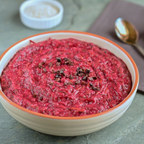 Chocolaty Beet-Oat Bran Porridge