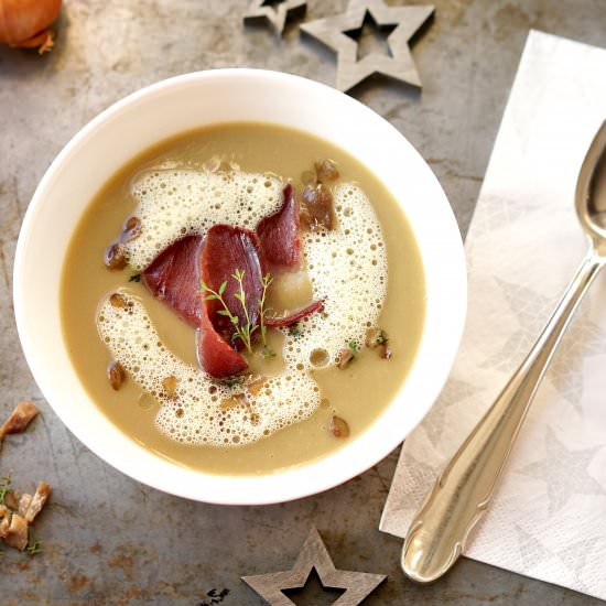 Chestnut Soup with Smoked Wild Duck