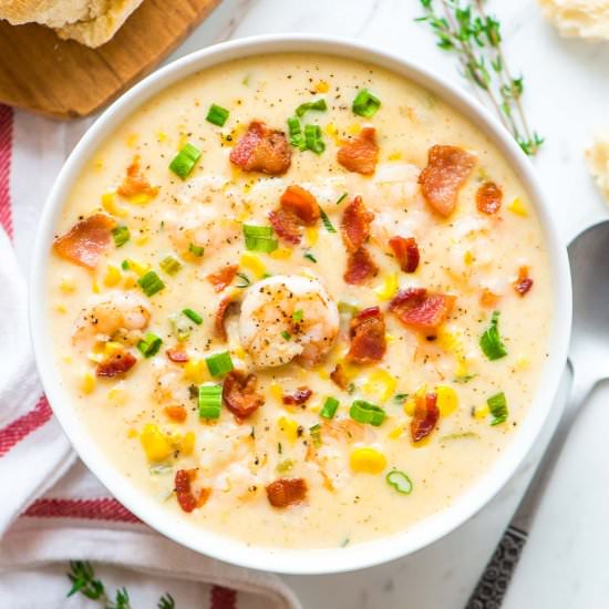 Shrimp Corn Chowder with Bacon