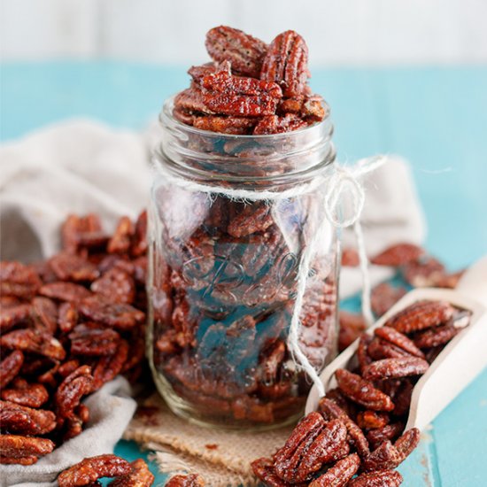 Maple Bourbon Candied Pecans