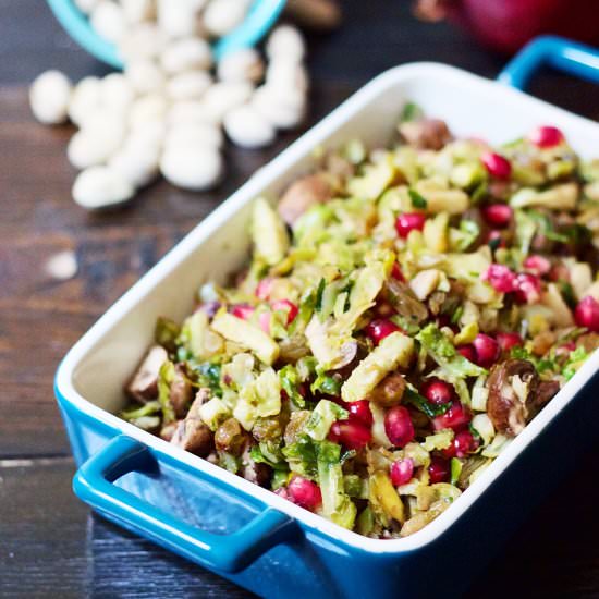 Warm Brussels & Pomegranate Salad