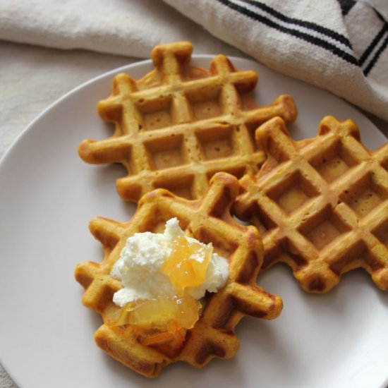 Golden Pumpkin Waffles