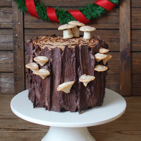 Tree stump cake