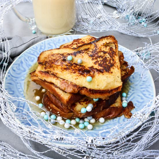 Maple Brandy Eggnog French Toasts