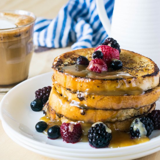 Eggnog French Toast w Bourbon Sauce