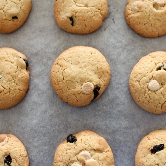 White Choc Orange Cranberry Cookies