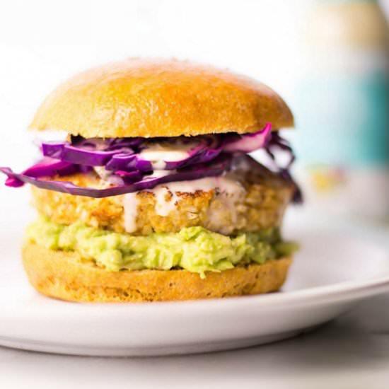 Spicy Cauliflower Quinoa Ranch Burger