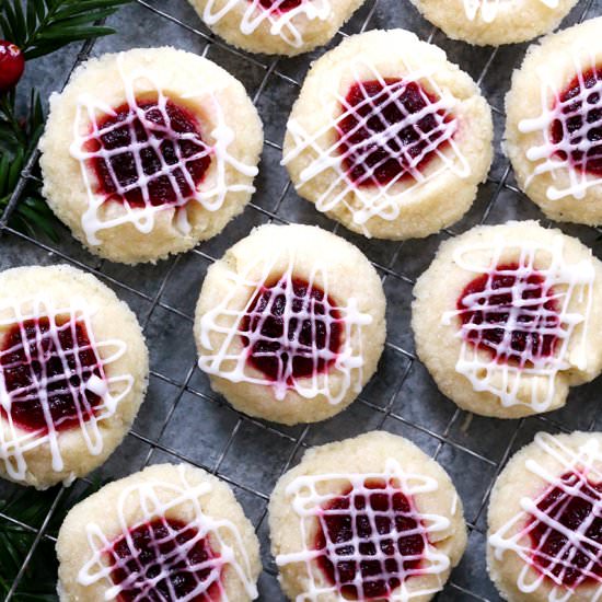 Cranberry Almond Thumbprint Cookies