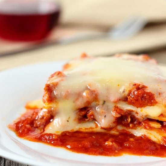 Heart Lasagna with Meat Sauce