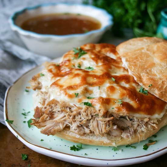 Crockpot Shredded Pork French Dips