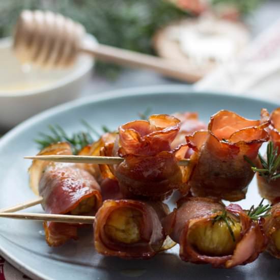 Roasted Chestnut Pancetta Skewers