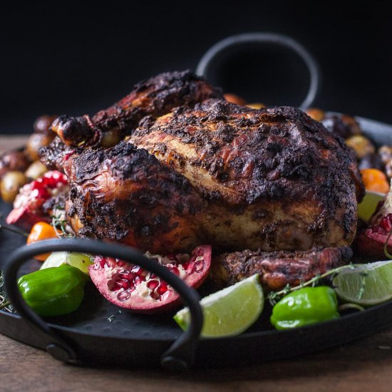 Pomegranate Roasted Jerk Chicken