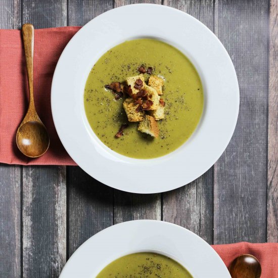 Potato Leek Soup with Bacon Crouton