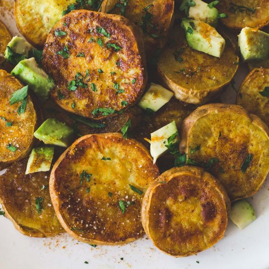 Crispy Curry Roasted Sweet Potatoes