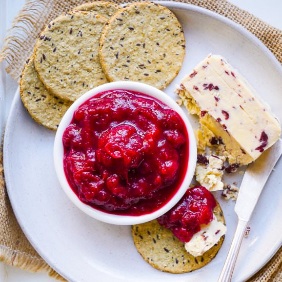 Easy Vanilla Maple Cranberry Sauce