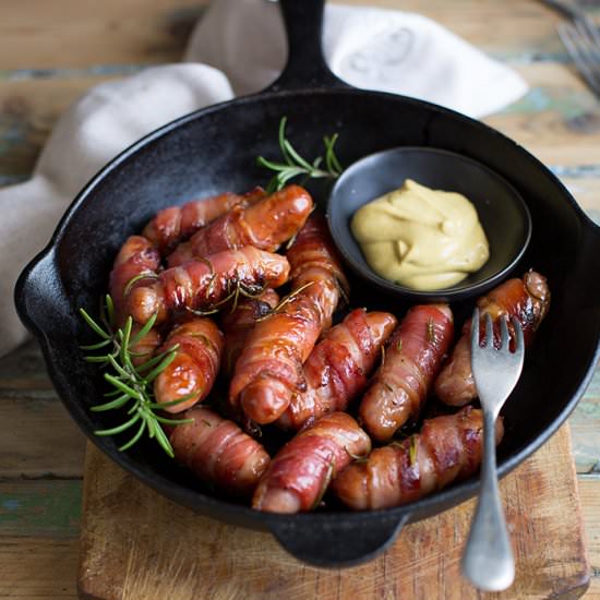 bacon wrapped sausages