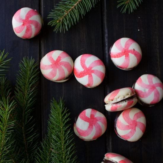 Peppermint Macarons with Chocolate