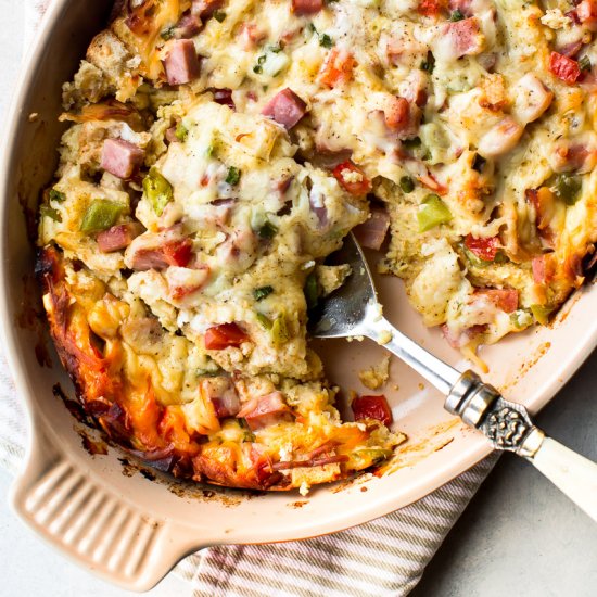 Overnight Ham & Cheese Strata