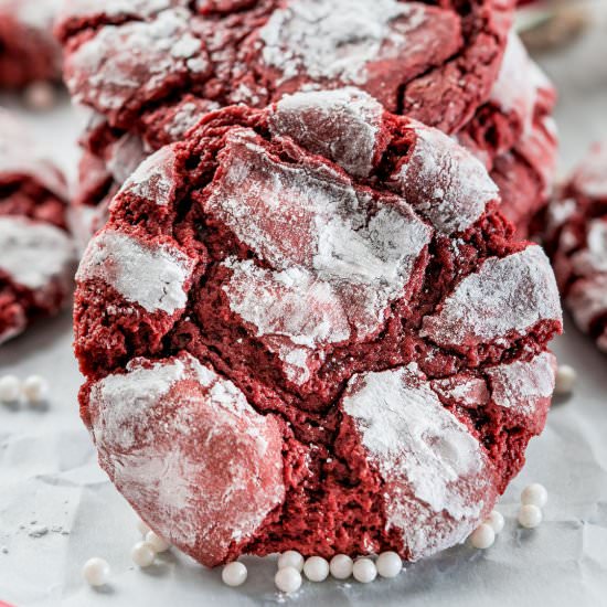 Red Velvet Crinkle Cookies