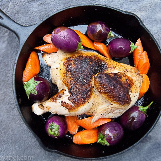 Eggplant with Chicken in Red Wine