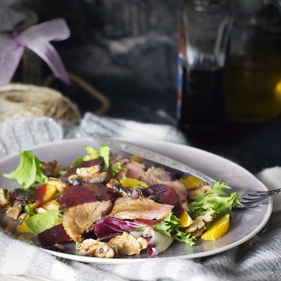 Duck, beet and orange salad