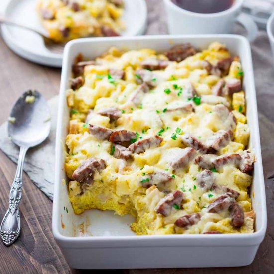 Apple Cheddar and Sausage Strata