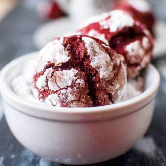 Red Velvet Crinkle Cookies