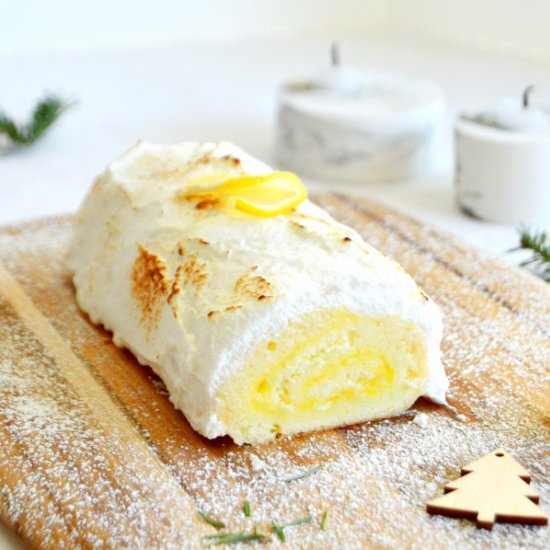 Meringue Lemon Curd Yule Log