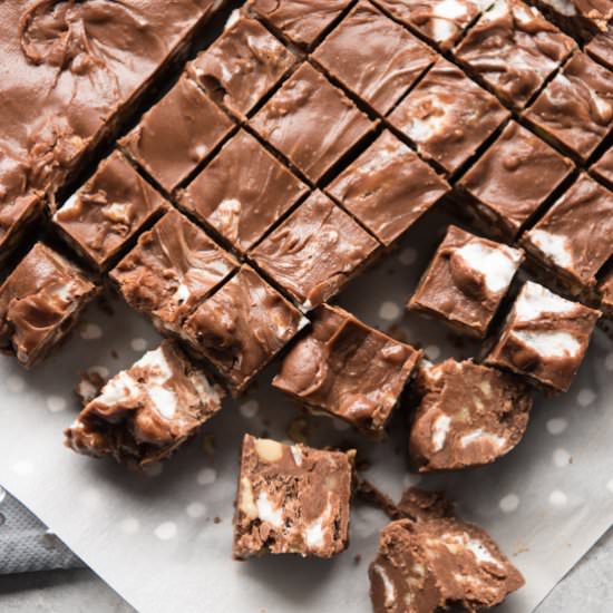 Easy Homemade Rocky Road Fudge