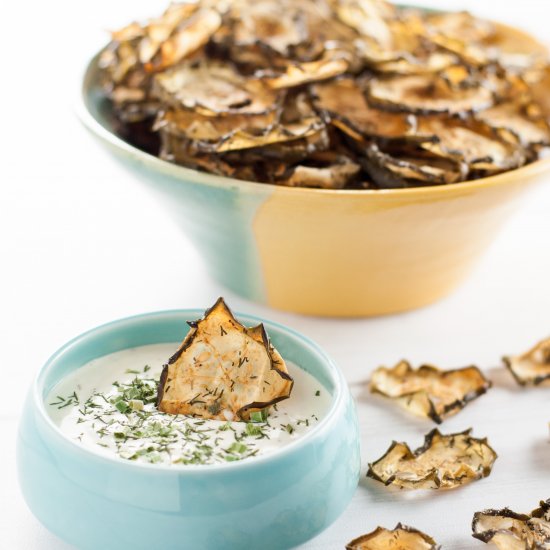 Garlic Dill Baked Cucumber Chips