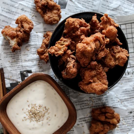 Crispy Chicken with Sesame Dip