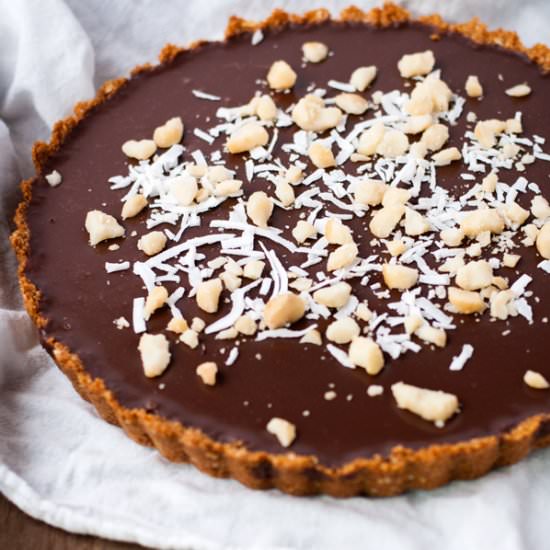 Chocolate Tart w/ Coconut+Macadamia