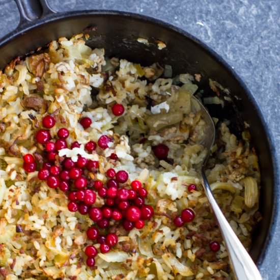 Cabbage, Fennel and Meat Casserole