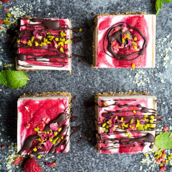 Raspberry and Chocolate Raw Vegan Cheesecake