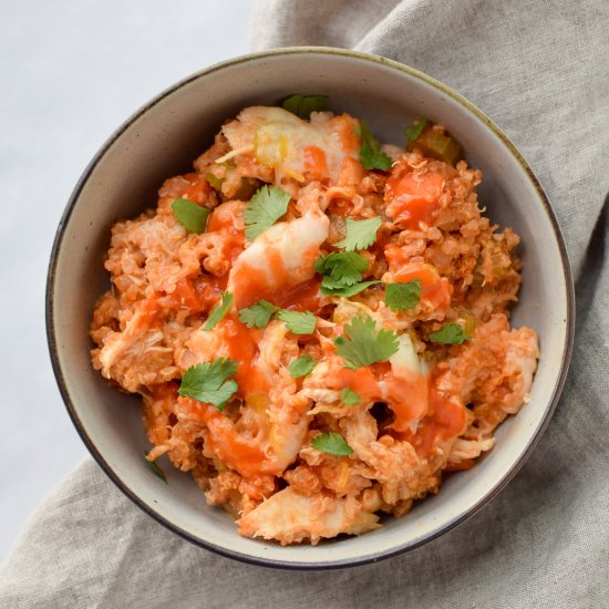 Buffalo Chicken Quinoa Bake