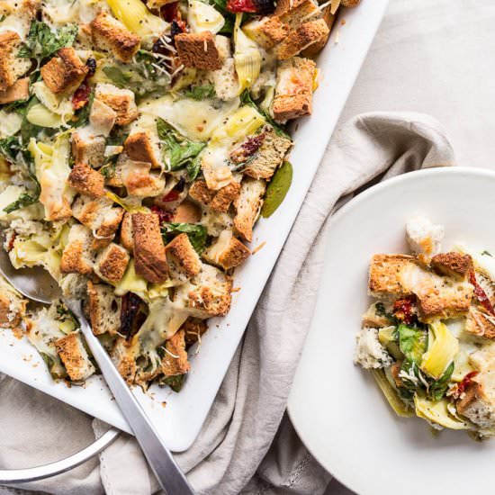 Spinach and Artichoke Strata