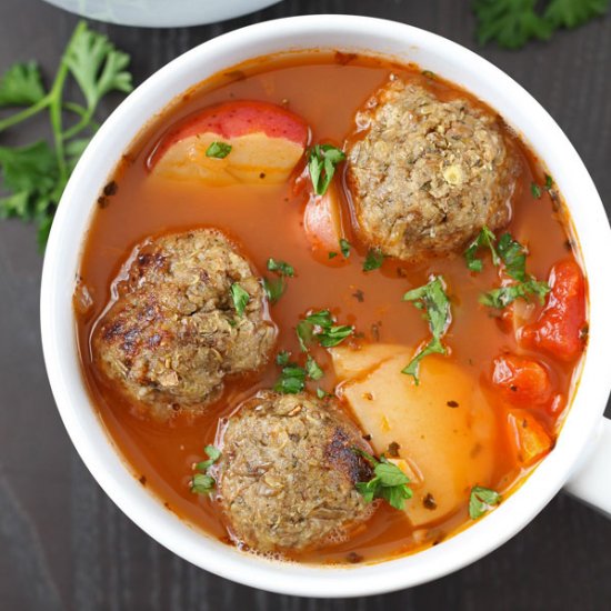 Vegan Italian Meatball Soup