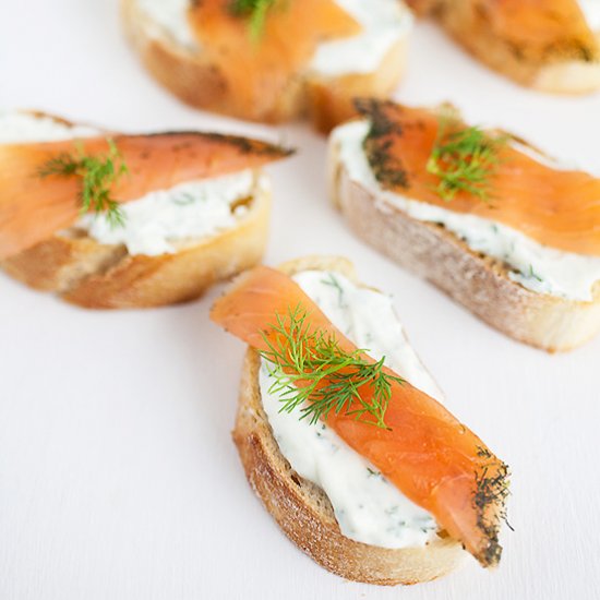 Smoked Salmon and Lemon Dill Toasts