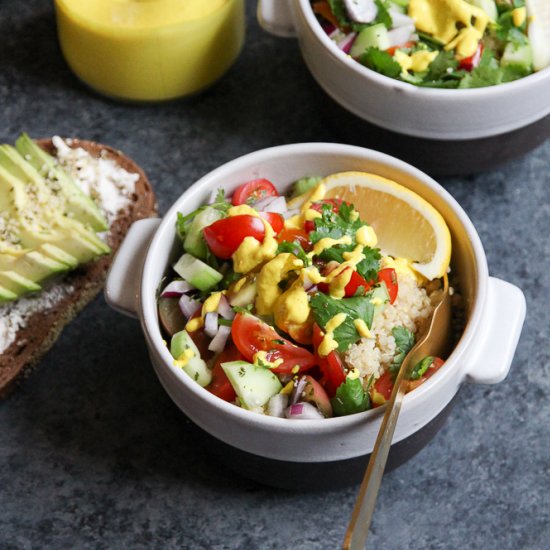 Quinoa Salad & Turmeric Tahini