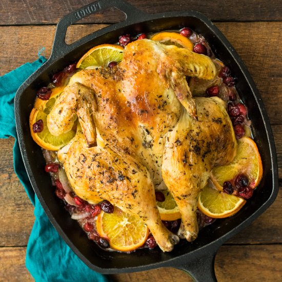 Orange Cranberry Spatchcock Chicken