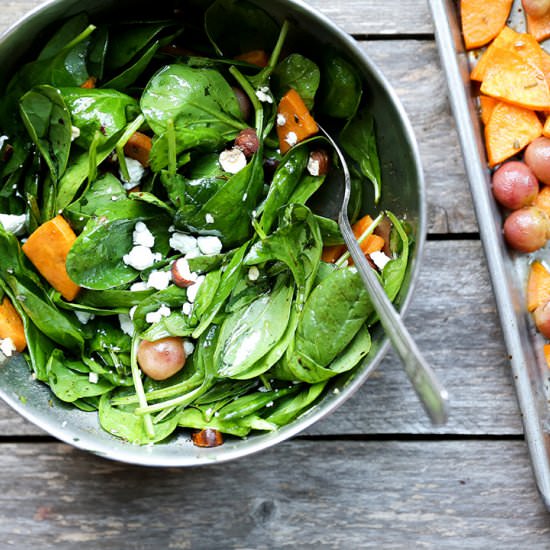 Warm Spinach Salad with Grapes