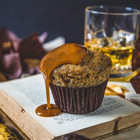 Banana Muffins with Whiskey Sauce