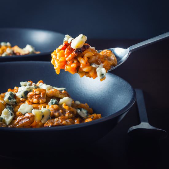 Pureed Pumpkin Risotto with Walnuts