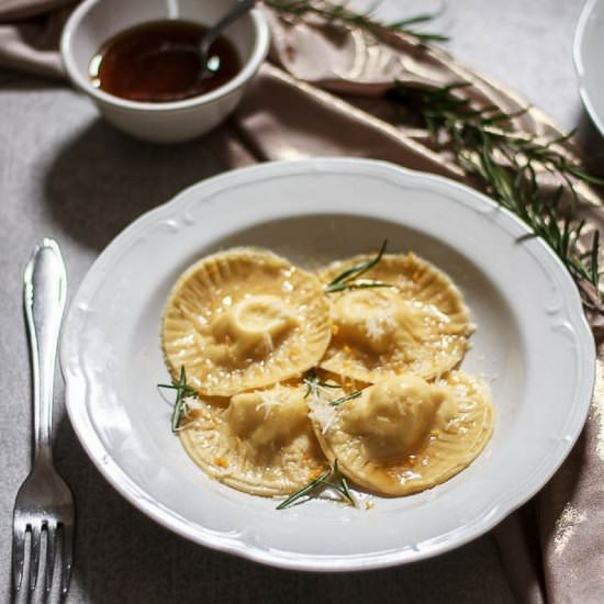 Orange & Pecorino Ravioli with Rose