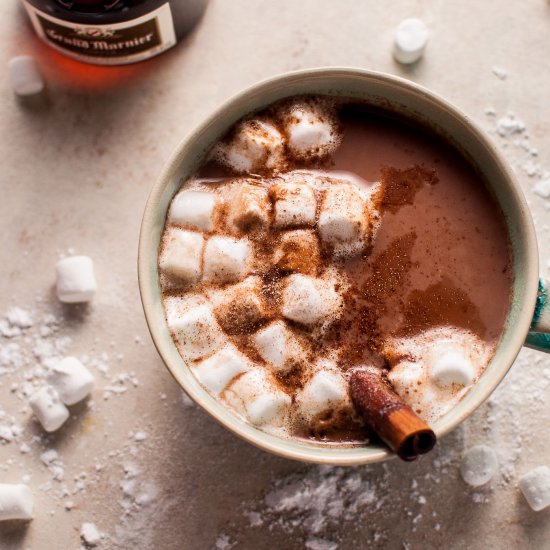 Orange Spiked Boozy Hot Chocolate