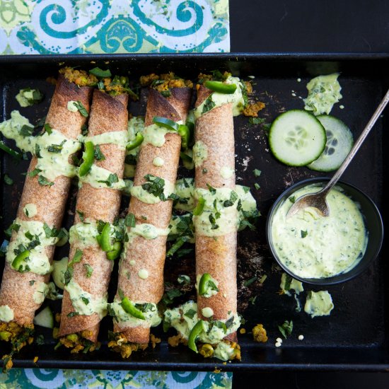 Red Lentil Spinach Samosas