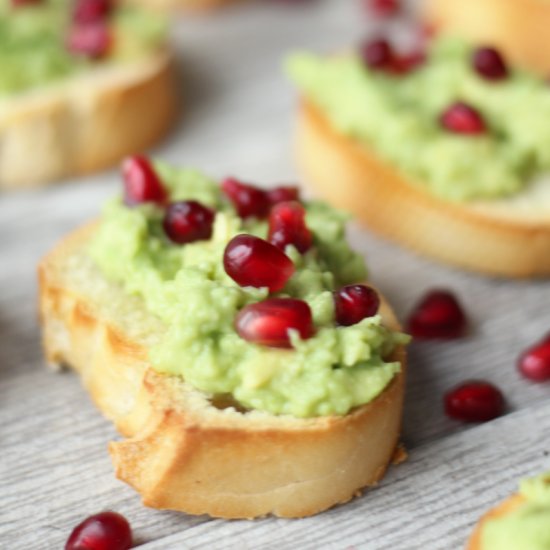 Pomegranate Avocado Crostini