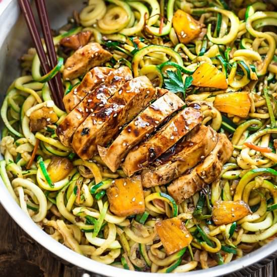 One Pot Teriyaki Chicken Zoodles